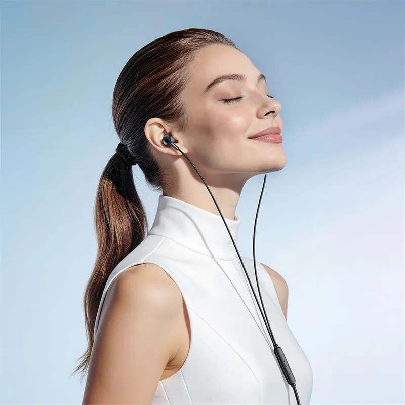 Wired earphones with microphone Jack 3,5 mm/ USB C Hoco M119A black - Image 7