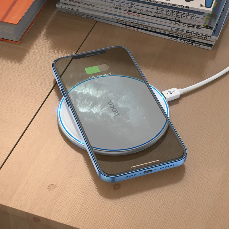 Wireless charger Hoco 2A 15W with light CW6 PRO white - Image 3