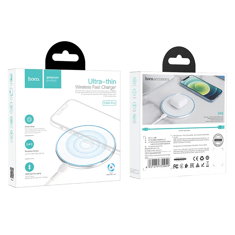 Wireless charger Hoco 2A 15W with light CW6 PRO white - Image 5