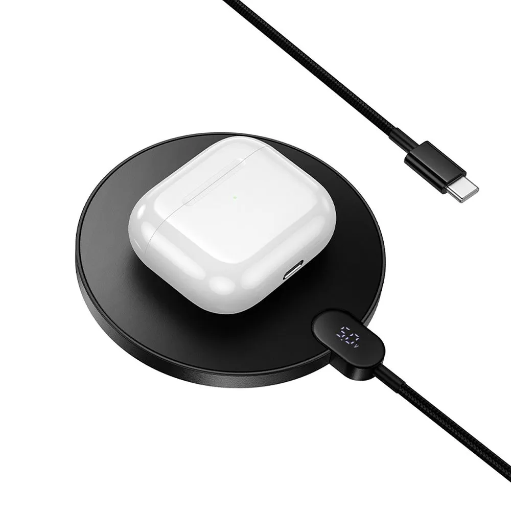 Wireless charger Hoco 15W with cable USB C and digital display CW62 black - 6. kép