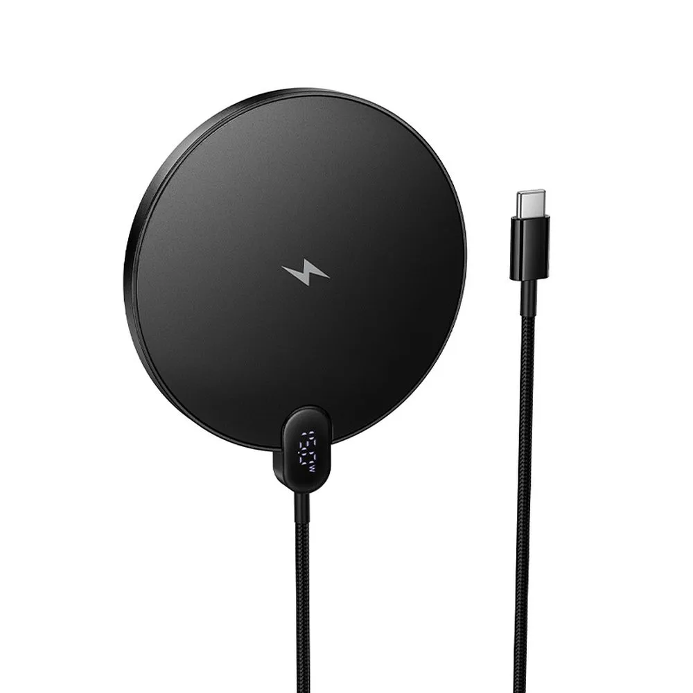 Wireless charger Hoco 15W with cable USB C and digital display CW62 black