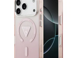 GUESS case for IPHONE 17 Pro compatible with MagSafe GUHMP17LHGTMLCGP (IML Gradient W/ Triangle Logo) pink