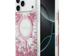 GUESS case for IPHONE 17 Pro Max compatible with MagSafe GUHMP17XRGRGEP (Resin Bottom Glitter) pink