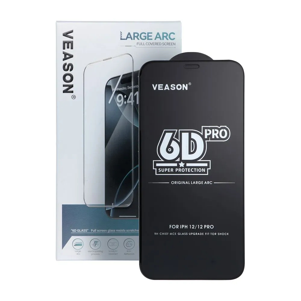 6D Pro Veason Glass (SET 10in1) - for Iphone 17 Pro / 18 Pro black - Image 4