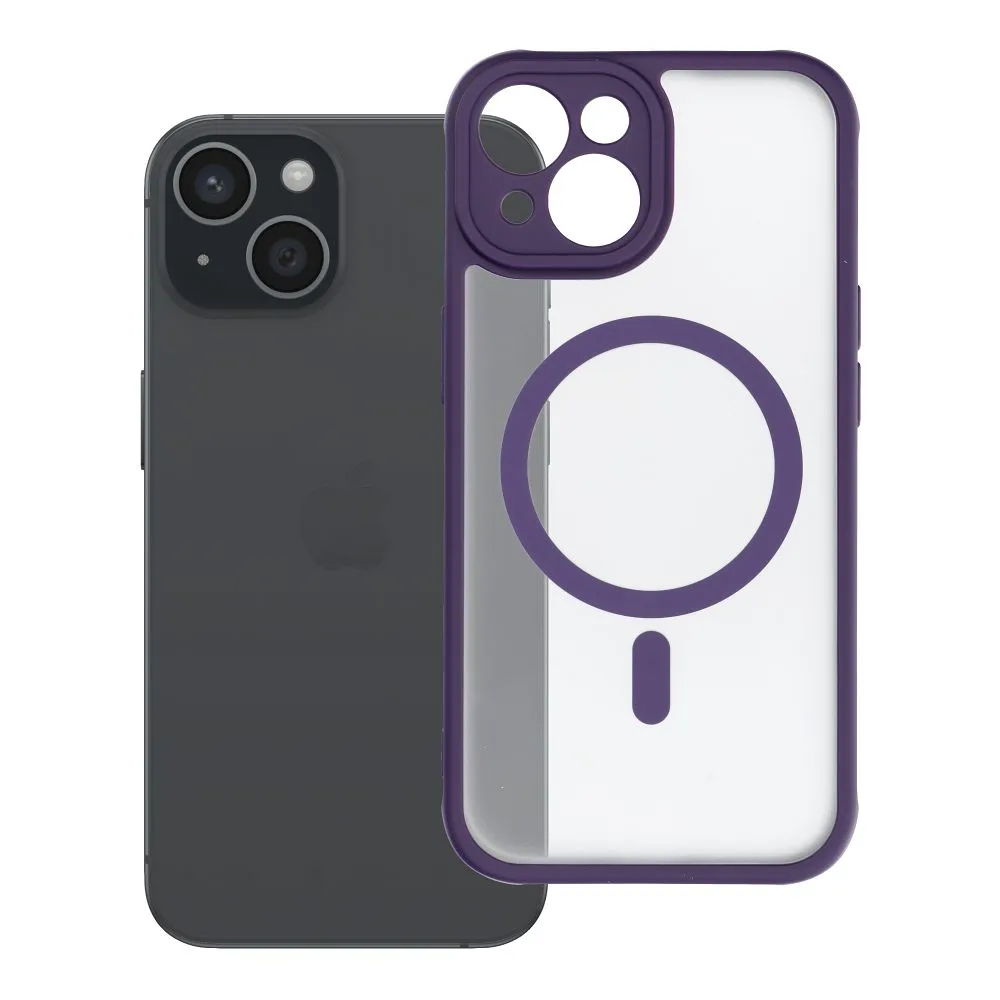 Case for iPhone 15 Full Matte Mag Cover compatible with MagSafe purple