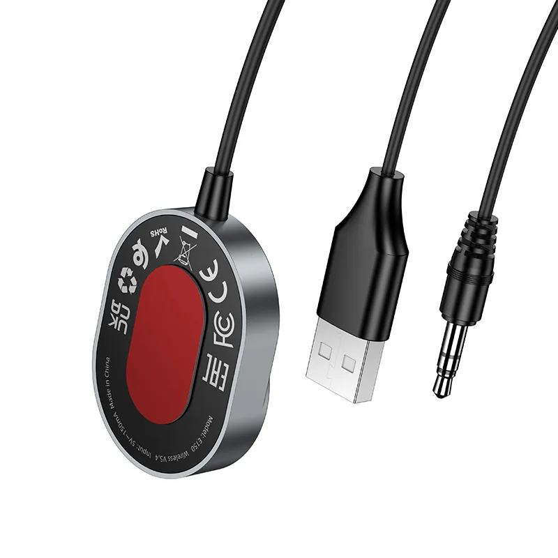 Wireless car receiver Hoco AUX Bluetooth with cable Jack 3,5 mm E150 metal gray - Image 4