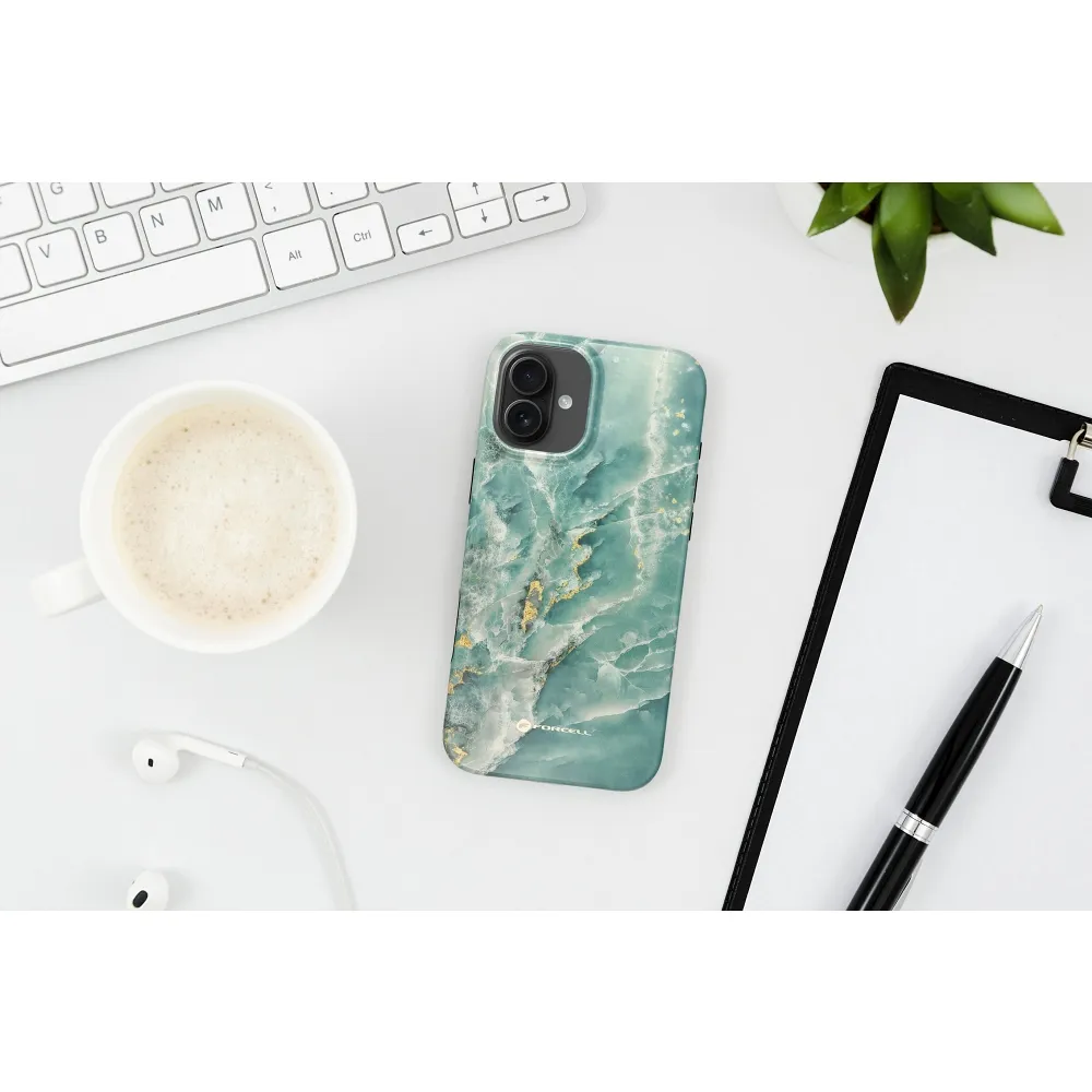 Case for iPhone 15 Forcell F-Protect Mirage compatible with Magsafe Military Drop-Test green marble - Image 2