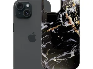 Case for iPhone 15 Forcell F-Protect Mirage compatible with Magsafe Military Drop-Test black marble