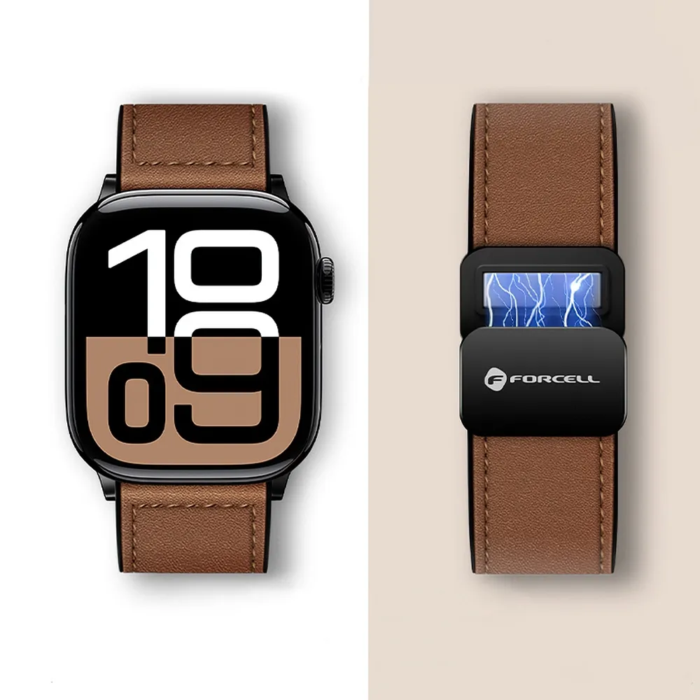 Strap to Apple Watch Forcell F-Design FA21 magnetic eco-friendly leather 42 / 44 / 45 / 49 mm brown - Image 2