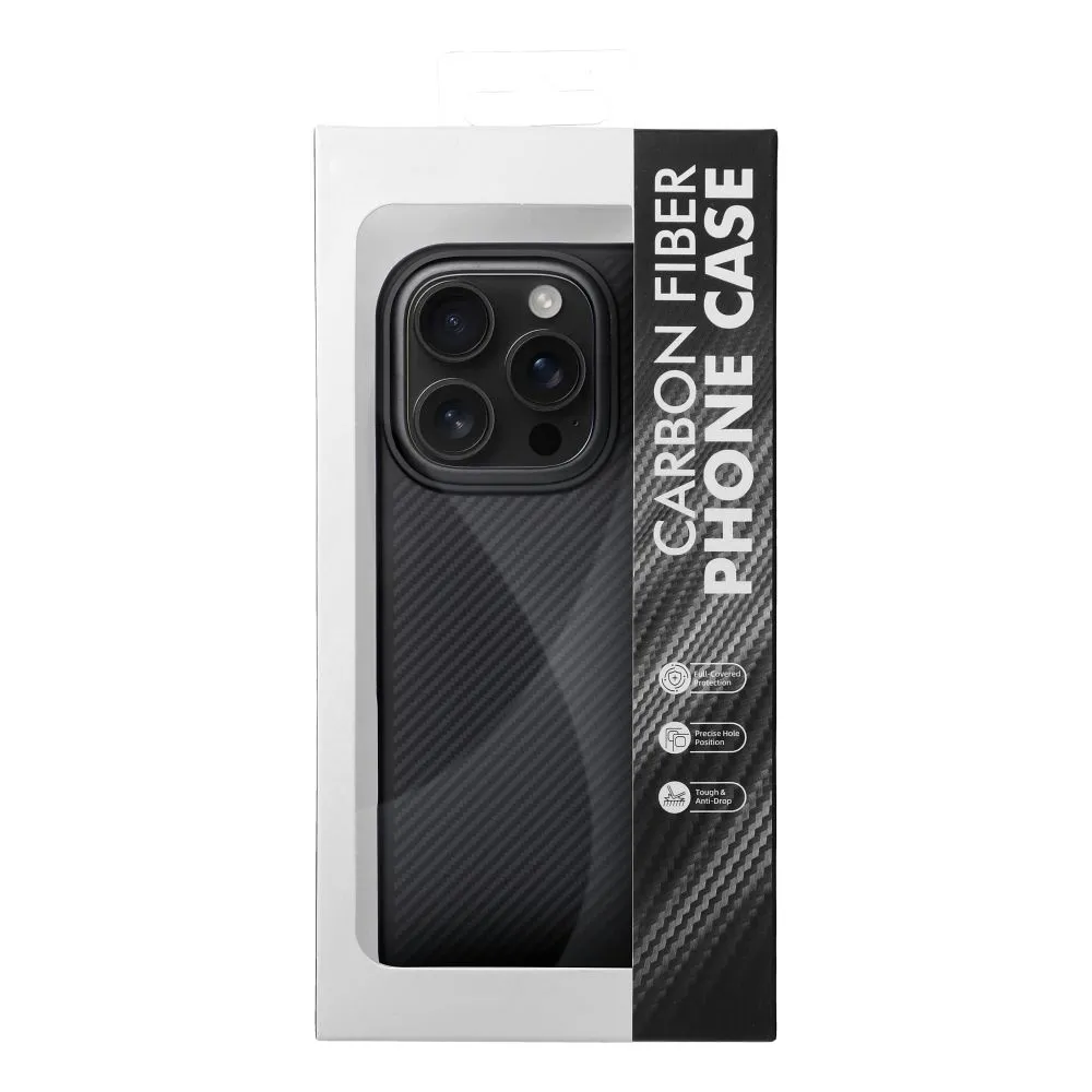 Case for iPhone 16 Carbon Elite Mag Cover compatible with MagSafe black - 6. kép