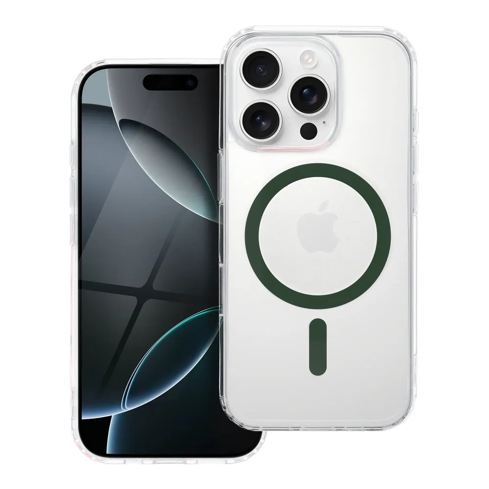 Case for iPhone 16 PRO MAX Drop Glue Colorful Ring Mag Cover compatible with MagSafe dark green