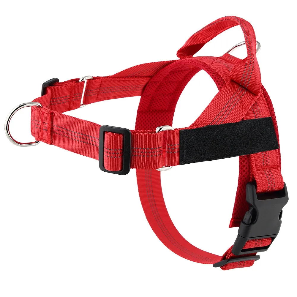 Dog harness REFLECTIVE SILK size S red