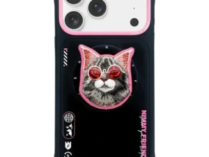 NIMMY case GLASSES COOL CAT compatible with MagSafe for IPHONE 17 Pro black pink