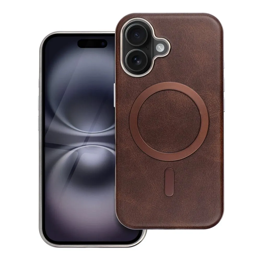 Case for iPhone 13 Gentleman Mag Cover compatible with MagSafe brown