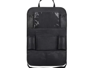 Car organizer for front seats with compartments black
