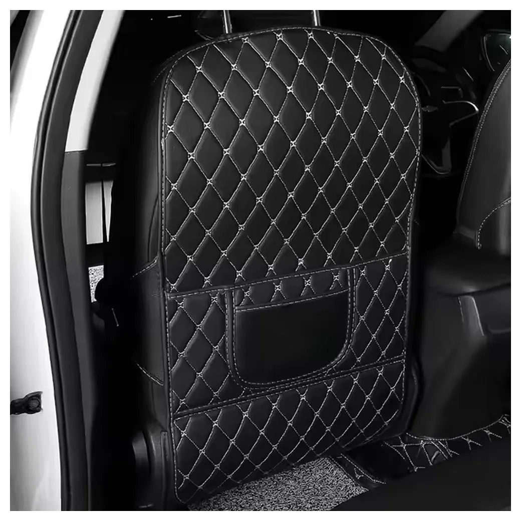 Protective leather mat for car seat anti-kick with organizer black - Image 6