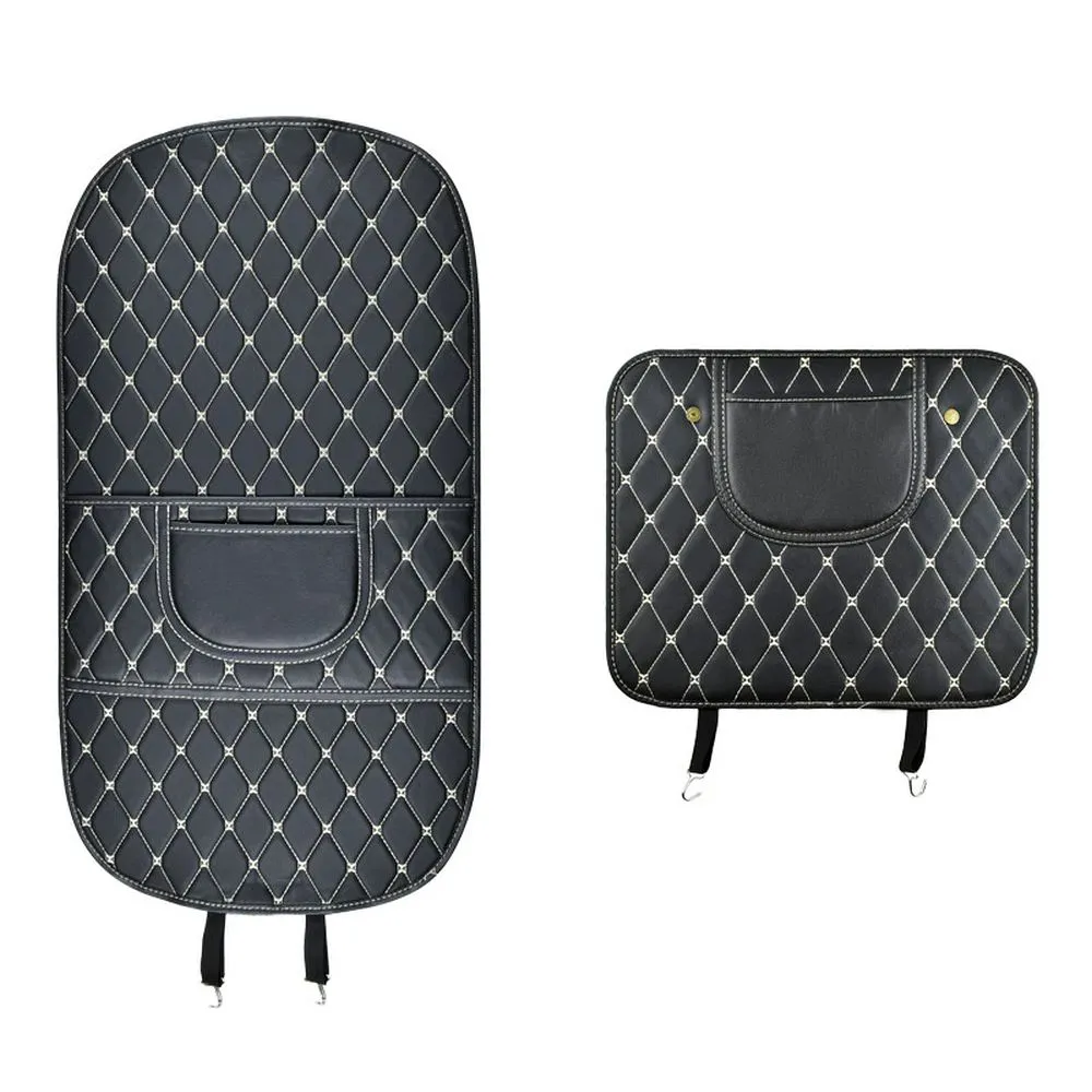 Protective leather mat for car seat anti-kick with organizer black - Image 2