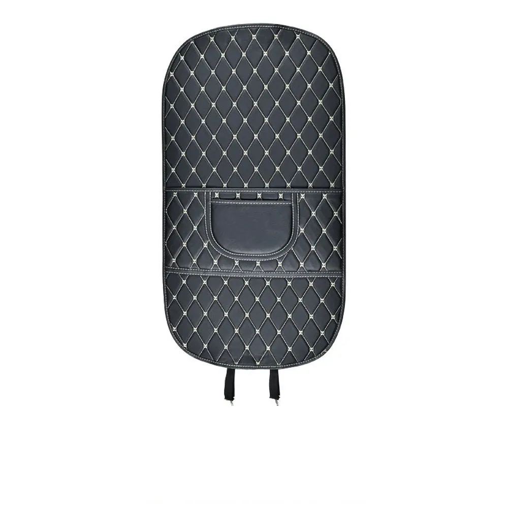 Protective leather mat for car seat anti-kick with organizer black