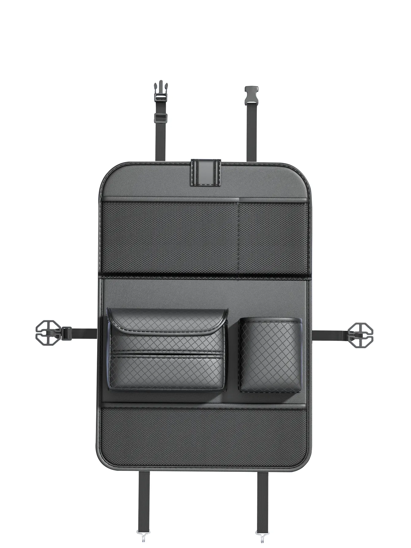 Foldable Car organizer for front seats with compartments D03-B black