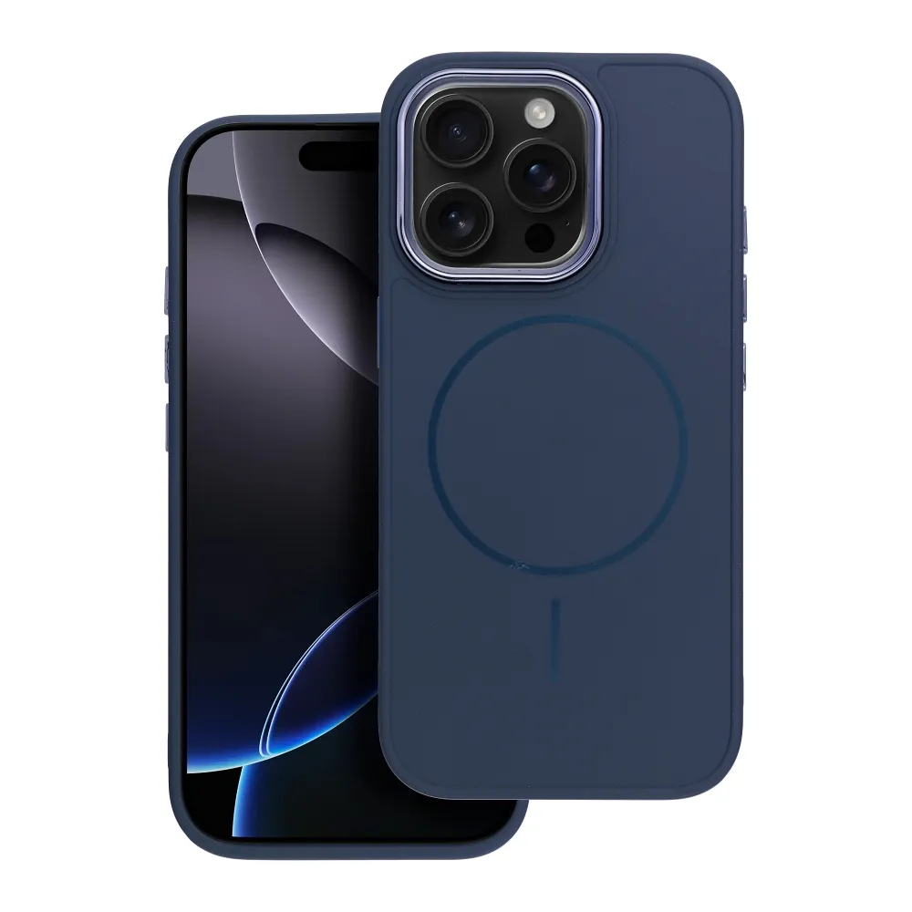 Case for iPhone 15 PRO MAX Frame Mag Cover compatible with MagSafe navy blue