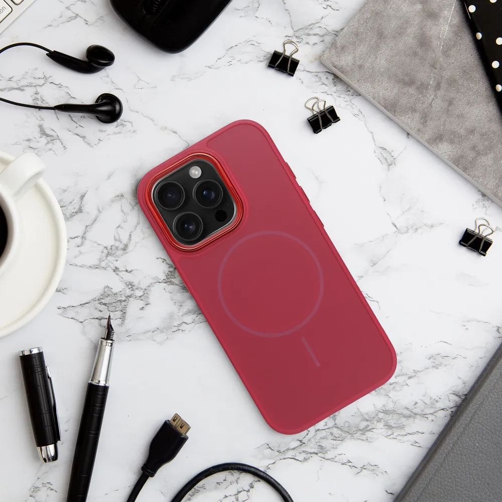 Case for iPhone 16 PRO MAX Frame Mag Cover compatible with MagSafe magenta - 3. kép