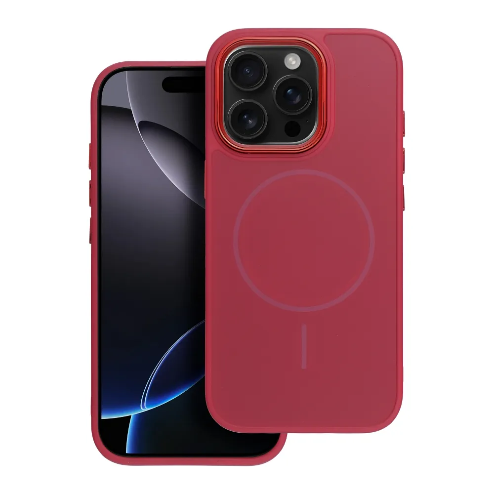 Case for iPhone 14 PRO Frame Mag Cover compatible with MagSafe magenta