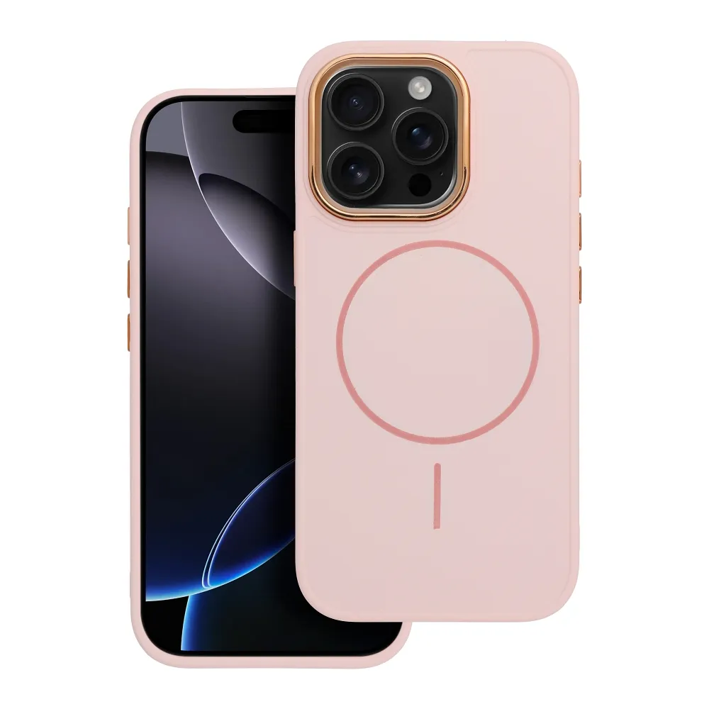 Case for iPhone 16 PRO Frame Mag Cover compatible with MagSafe powder pink