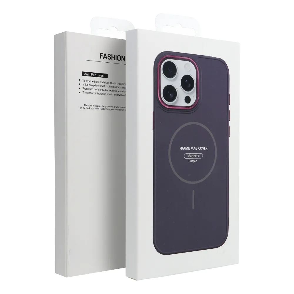 Case for iPhone 14 Frame Mag Cover compatible with MagSafe purple - 5. kép