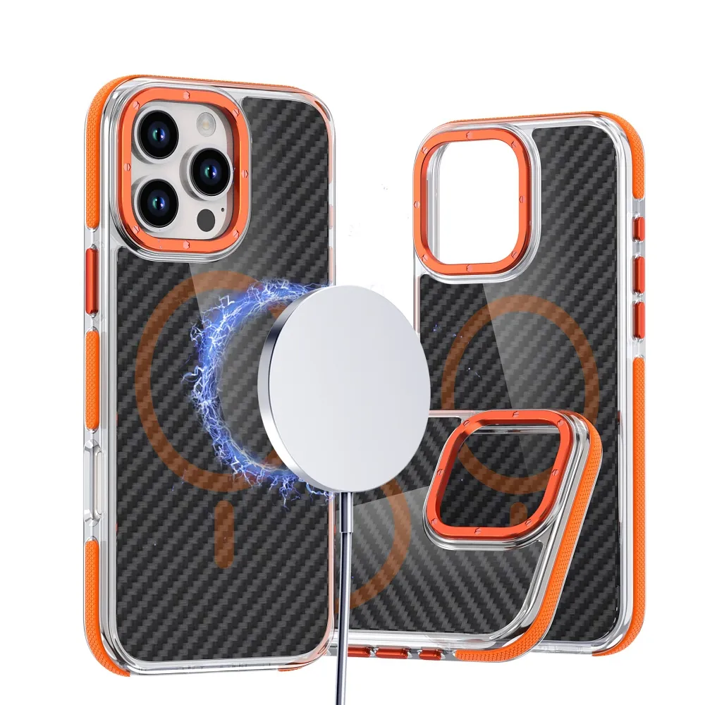 Case for iPhone 16 Fiber compatible with MagSafe orange