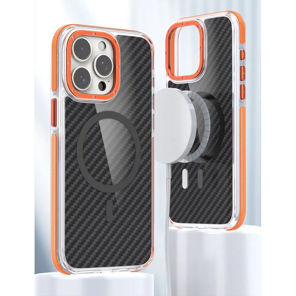 Case for iPhone 16 Fiber compatible with MagSafe orange - Image 2