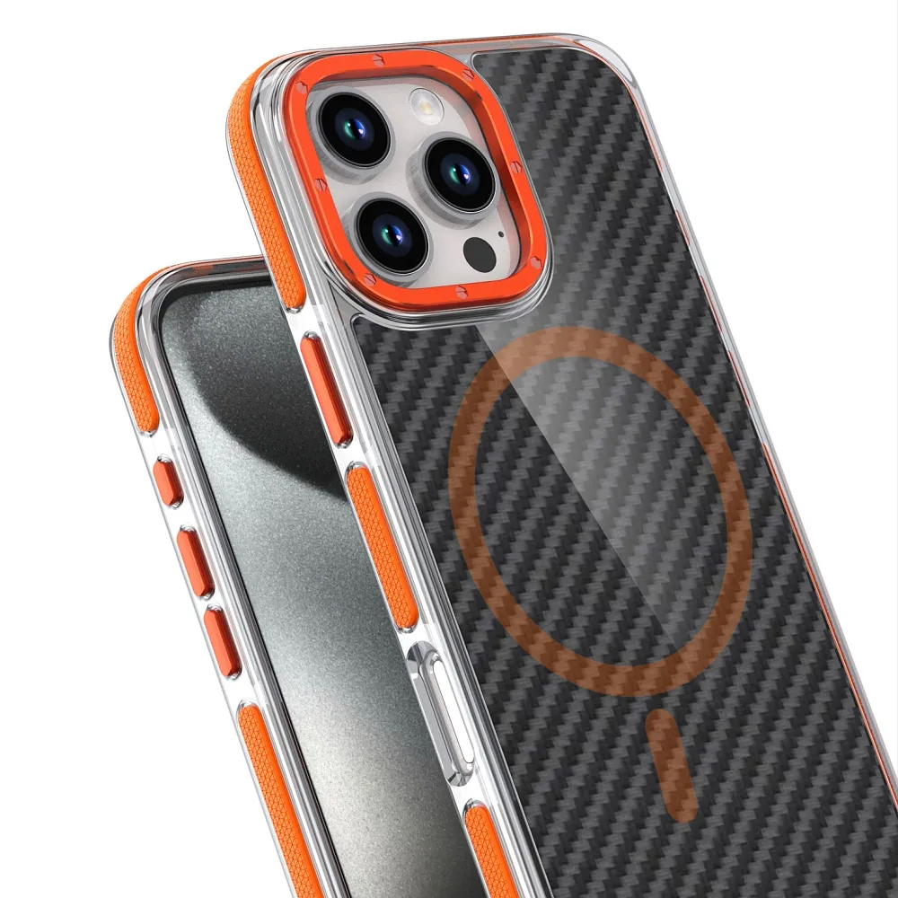 Case for iPhone 16 PRO MAX Fiber compatible with MagSafe orange - Image 6