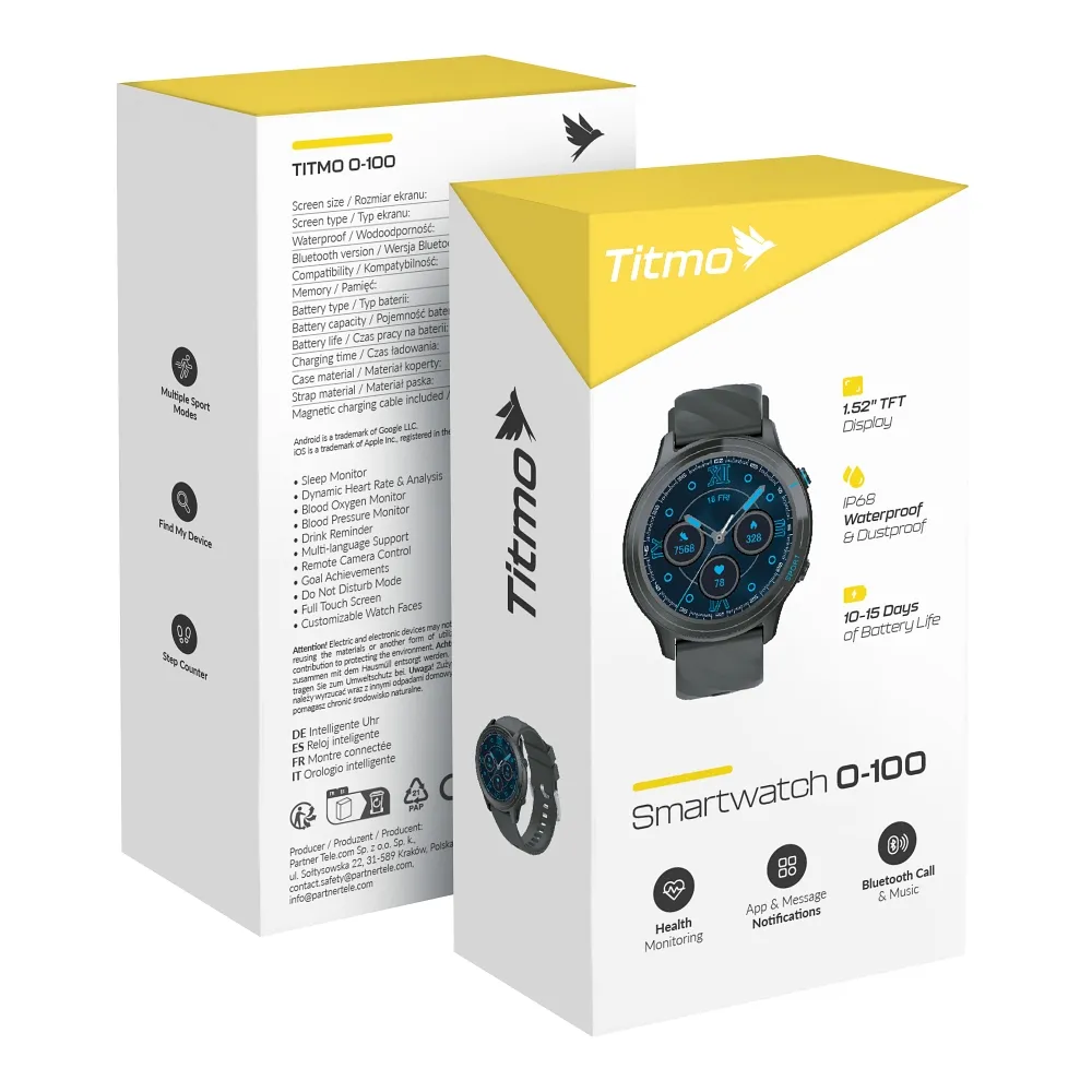 Smartwatch TITMO O-100 (TFT, bluetooth call) black - Image 2