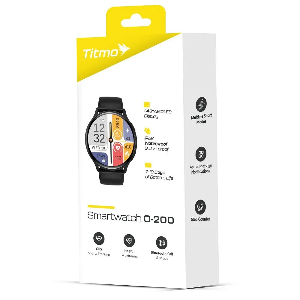 Smartwatch TITMO O-200 (GPS, AMOLED, bluetooth call, silicone strap) black - Image 12