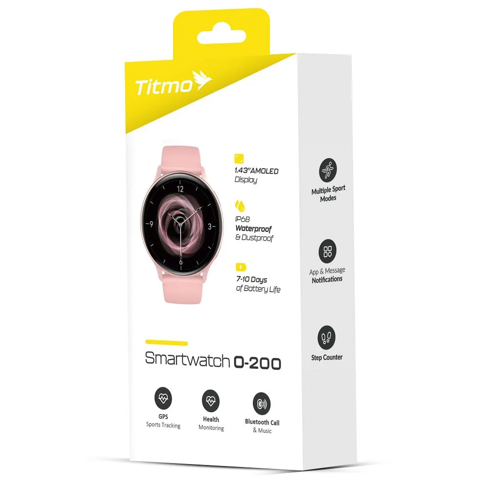 Smartwatch TITMO O-200 (GPS, AMOLED, bluetooth call, silicone strap) pink - Image 9