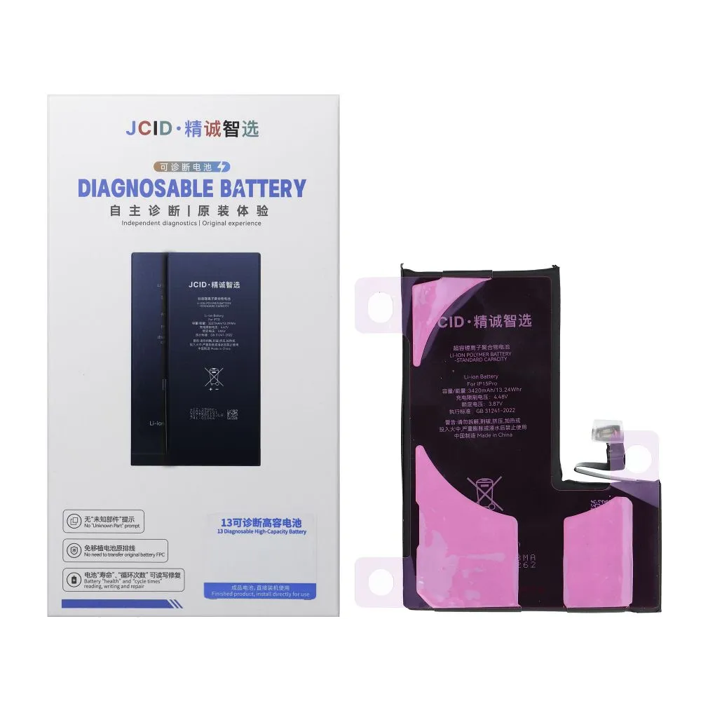 JCID Diagnosable (used) Battery for iPhone 15 Pro 3420 mAh (high capacity) - Image 2
