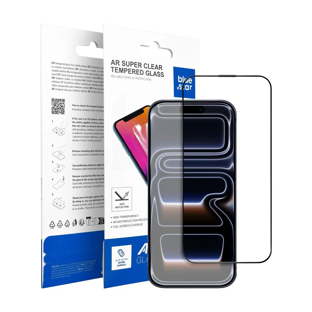 Tempered glass for iPhone 14 PRO Blue Star 5D AR black - Image 6