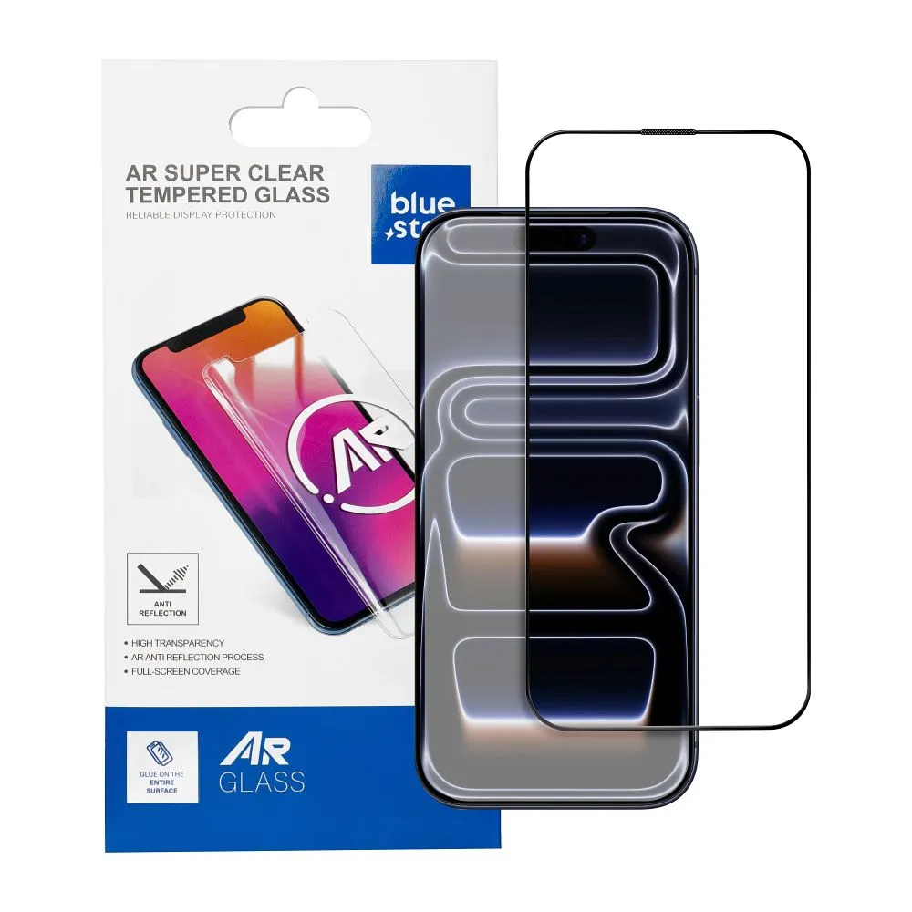 Tempered glass for iPhone 16 PRO MAX Blue Star 5D AR black