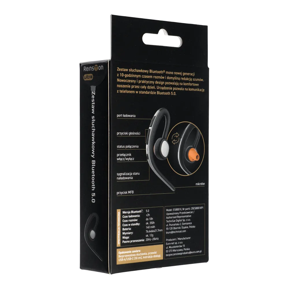 Vezeték nélküli fejhallgató MONO Reinston ESB001X USB-C fekete - Image 3
