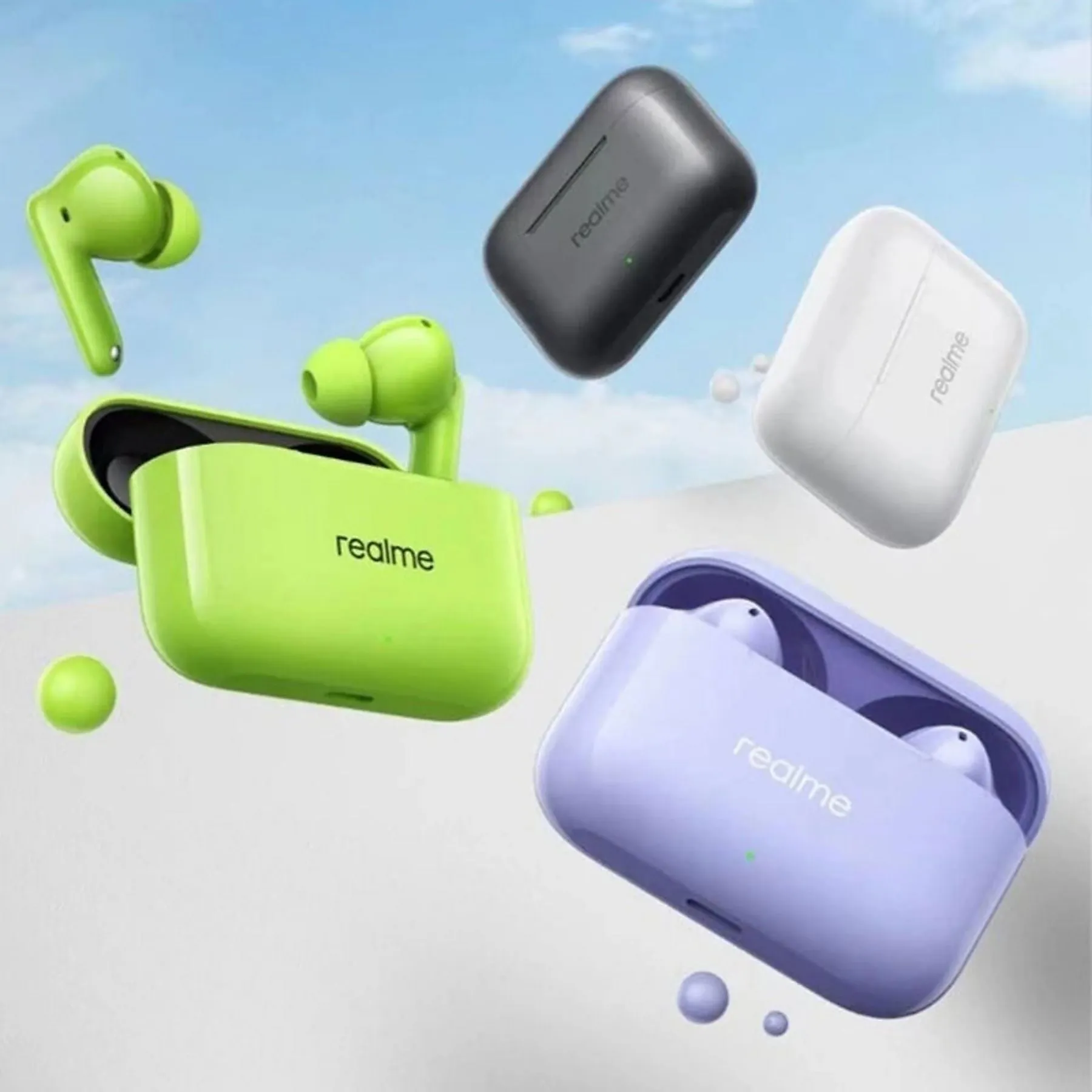 Wireless earphones Realme Buds T200 neon green - Image 2