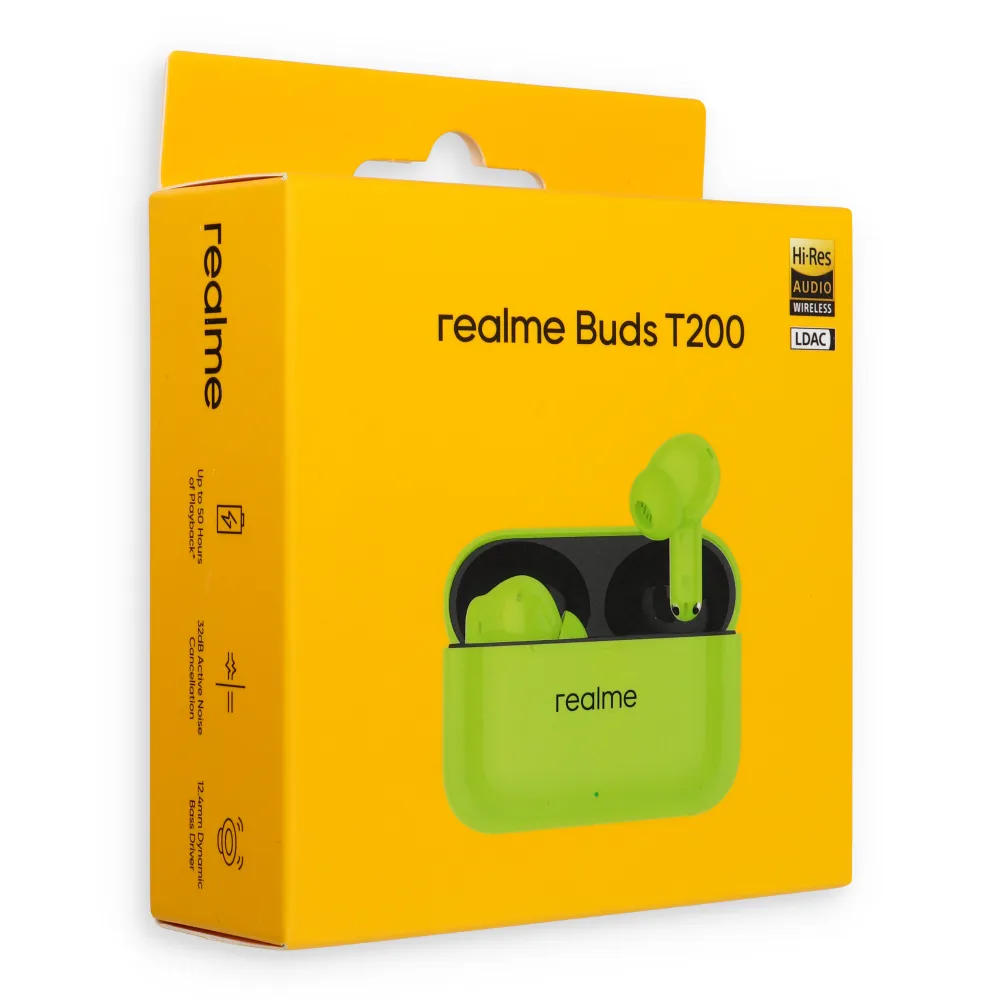 Wireless earphones Realme Buds T200 neon green - Image 3