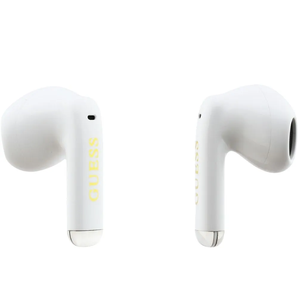 Wireless earphones TWS Guess Glossy Gold Line Classic white - Image 4