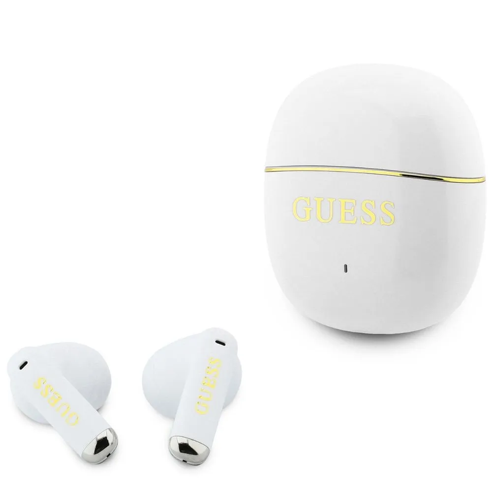 Wireless earphones TWS Guess Glossy Gold Line Classic white - Image 5