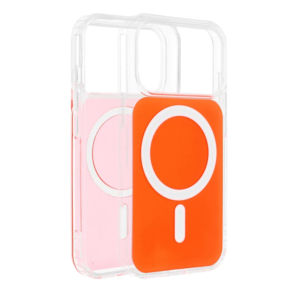 Case for iPhone 15 Clear Fusion Mag Cover compatible with MagSafe hermes orange - 6. kép