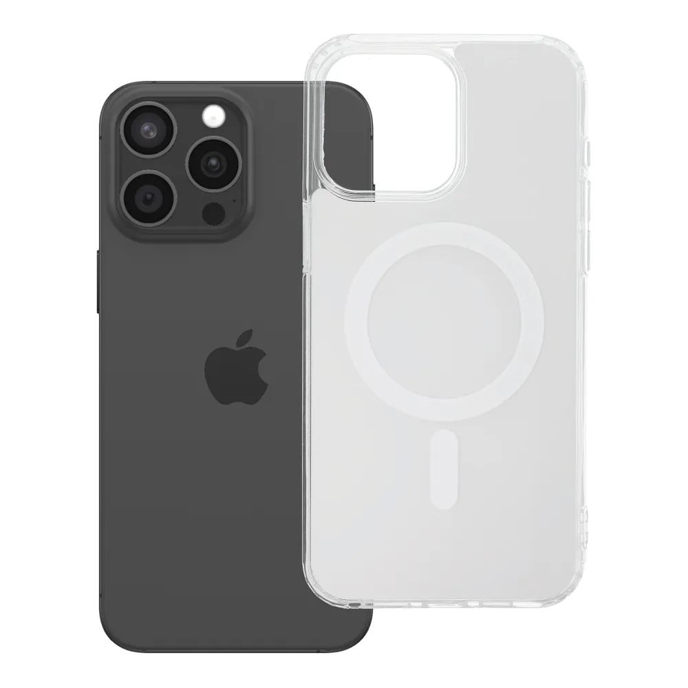 Case for iPhone 15 PRO MAX Clear Fusion Mag Cover compatible with MagSafe white