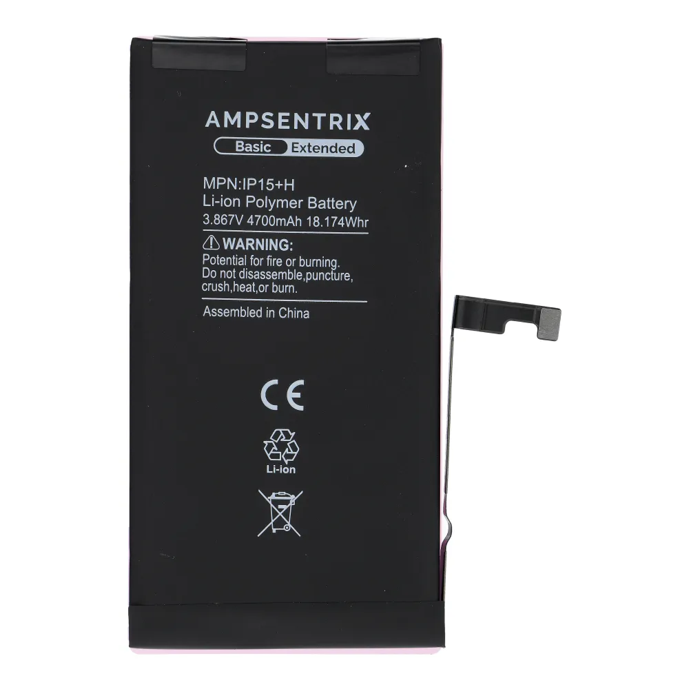 AmpSentrix Basic battery for iPhone 15 Plus (high capacity 4700 mAh) - Image 2