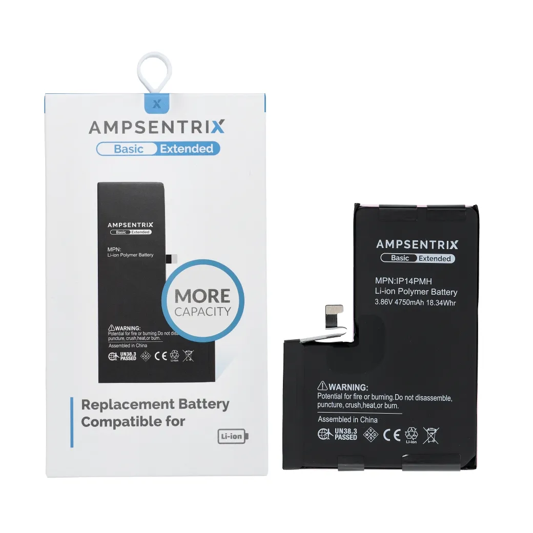 AmpSentrix Basic battery for iPhone 14 Pro Max (high capacity 4750 mAh)