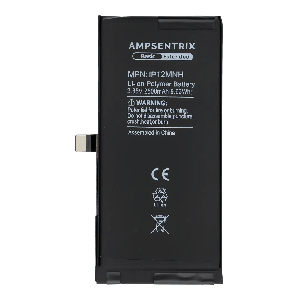 AmpSentrix Basic battery for iPhone 12 Mini (high capacity 2500 mAh) - Image 2