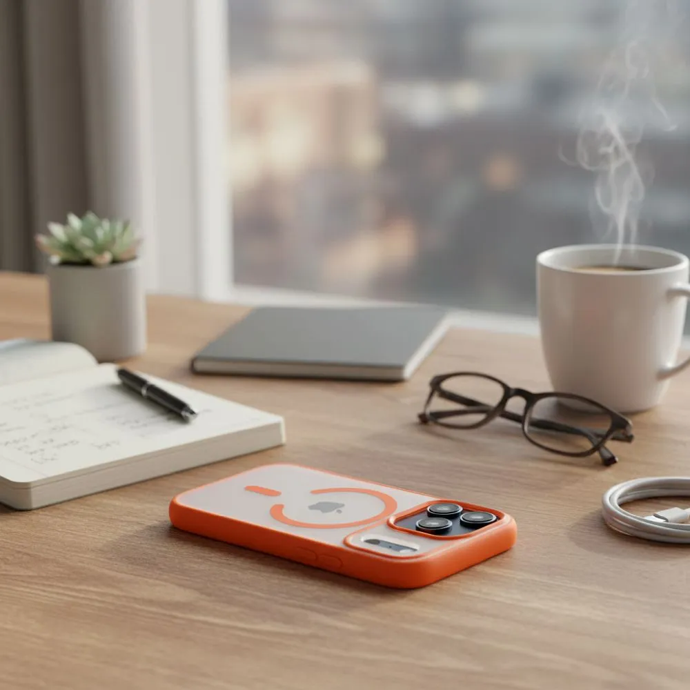 Case for iPhone 18 Pro Max / 17 Pro Max Flexline Mag Cover compatible with MagSafe orange - 3. kép
