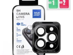 Tempered Glass Camera Lens Protector for iPhone 15 PRO / 15 PRO MAX Blue Star Easy Install black