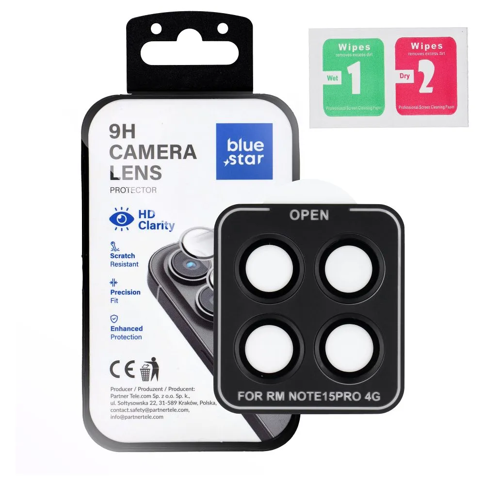 Tempered Glass Camera Lens Protector for Xiaomi Redmi NOTE 15 PRO 4G Blue Star Easy Install black